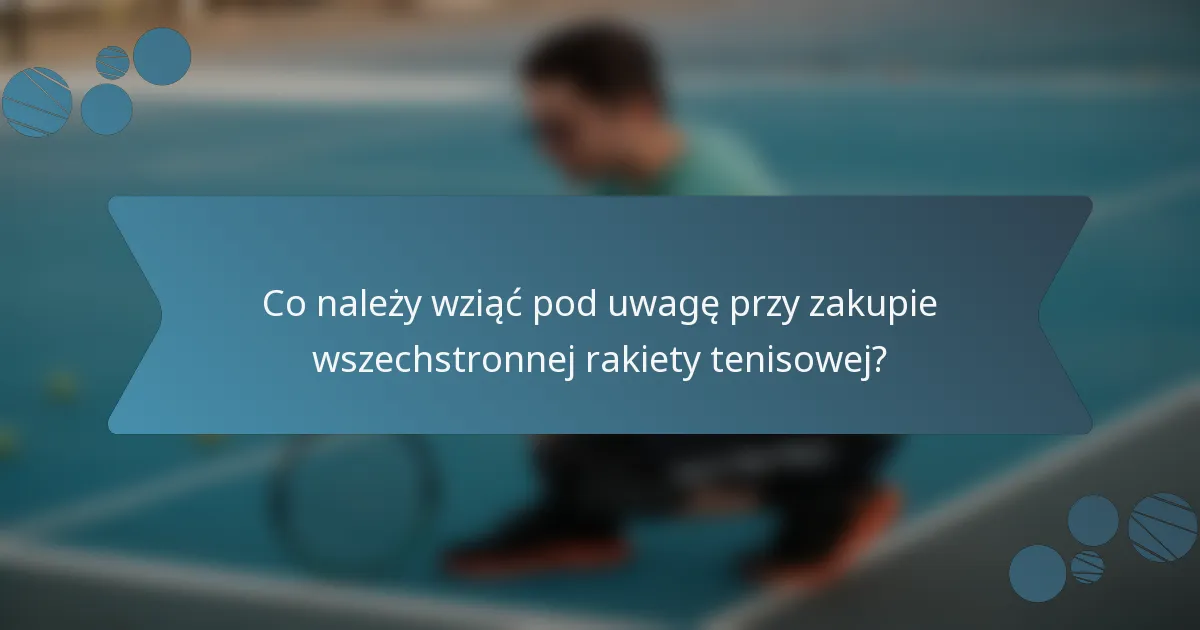 Co należy wziąć pod uwagę przy zakupie wszechstronnej rakiety tenisowej?