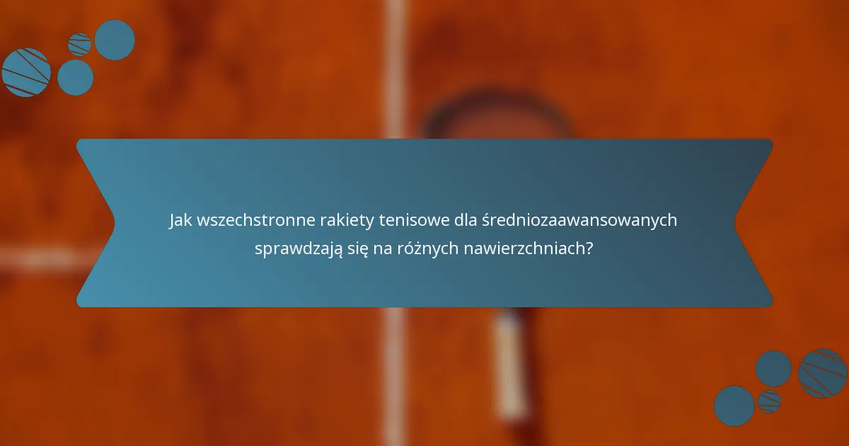 Jak wszechstronne rakiety tenisowe dla średniozaawansowanych sprawdzają się na różnych nawierzchniach?