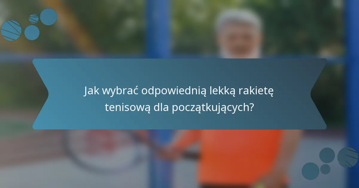 Jak wybrać odpowiednią lekką rakietę tenisową dla początkujących?
